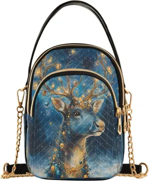 Reindeer Blue Fantasy Crossbody Bag for Women Mini Cell Phone Purse Women's Shoulder Handbag