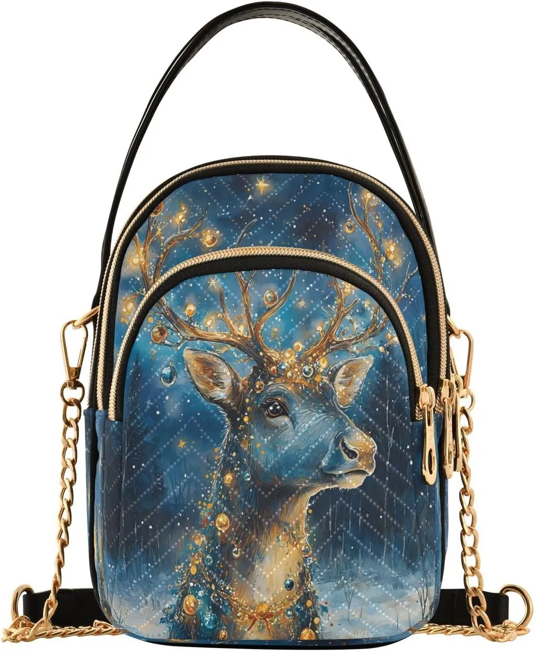 Reindeer Blue Fantasy Crossbody Bag for Women Mini Cell Phone Purse Women's Shoulder Handbag