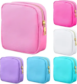 Remerry 6 Pcs Nylon Cosmetic Bag Travel Make up Pouch Toiletry with Zipper Preppy Makeup Bag Waterproof Organizer Case Set for Women Girls(4.7 x 5.1 x 2 Inches,Colorful)
