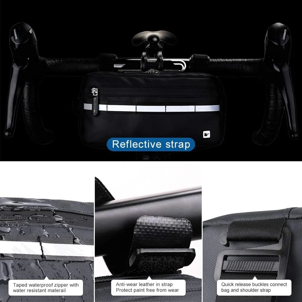 Rhinowalk Bike Bag Waterproof Bike Handlebar Bag,Bike Basket Bicycle Front Bag Shoulder Bag Waist Bag for Sport Bicycle Professional Cycling Accessories