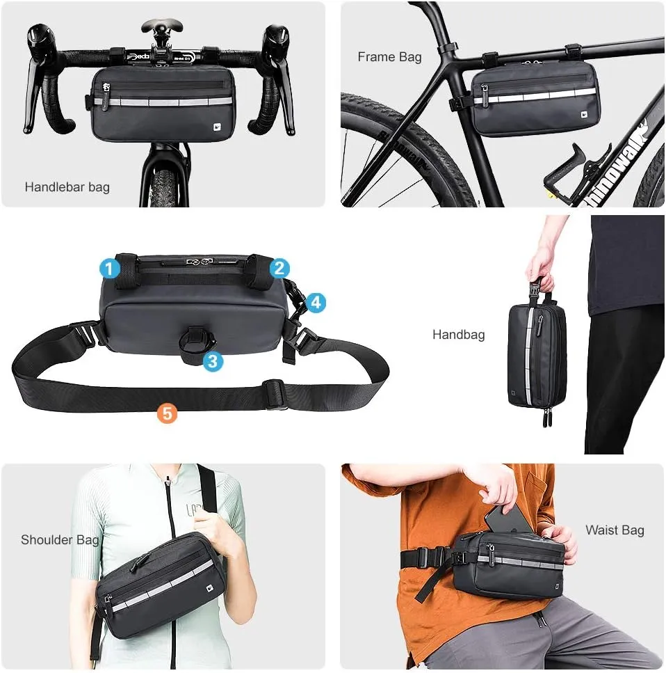 Rhinowalk Bike Bag Waterproof Bike Handlebar Bag,Bike Basket Bicycle Front Bag Shoulder Bag Waist Bag for Sport Bicycle Professional Cycling Accessories