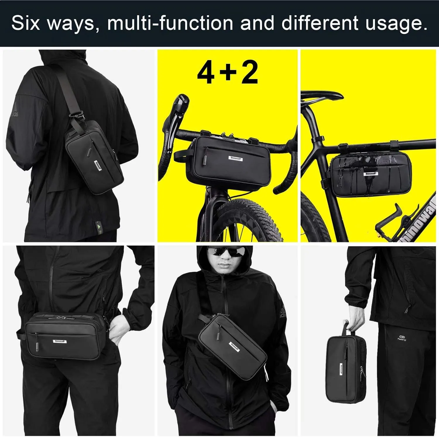 Rhinowalk Multifunction Bike Handlebar Bag Front Bag 3L Bicycle Frame Bag Waterproof Shoulder Bag Handbag Waist Bag