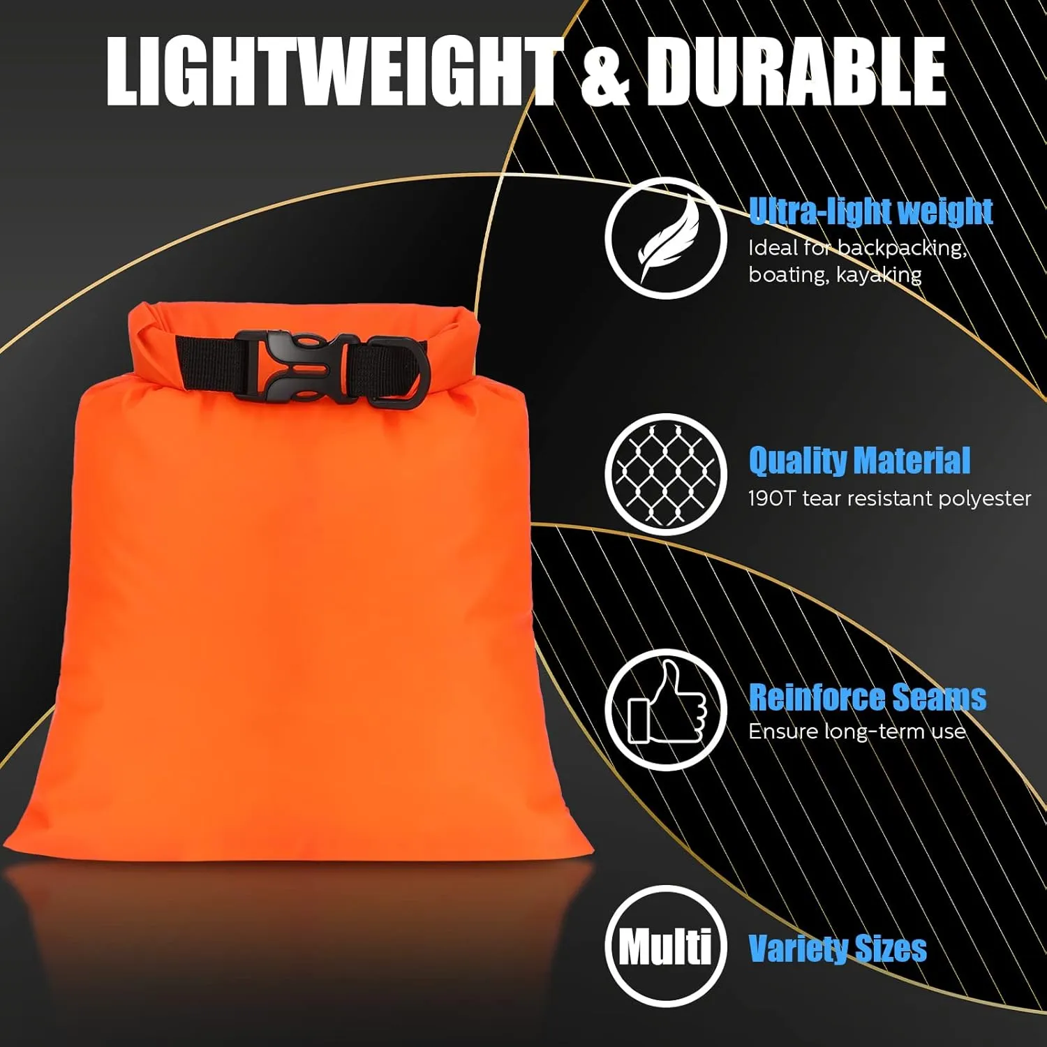 Riakrum 10 Pcs Waterproof Dry Bags, Ultralight Dry Sacks for Backpacking, Outdoor Sacks Keep Gear for Kayaking Boating Hiking Backpacking(1.5,15,3,5,8L,Multi Colors)