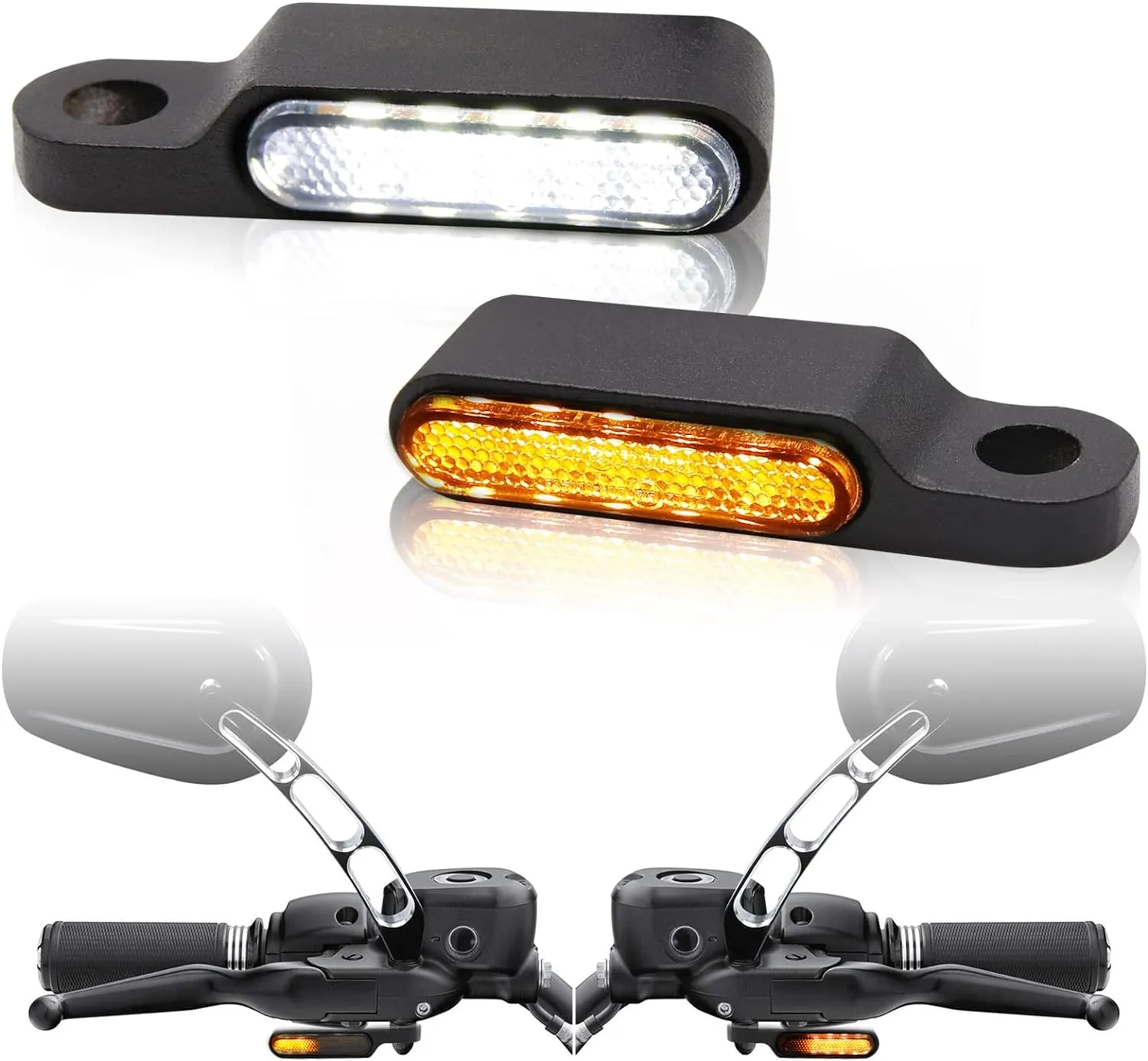 Rich Choices Handlebar LED Turn Signals Mini Motorcycle Blinkers Front Running Light Universal Compatible with Harley Sportster Dyna Honda Shadow Kawasaki Vulcan Yamaha V-Star Road Star