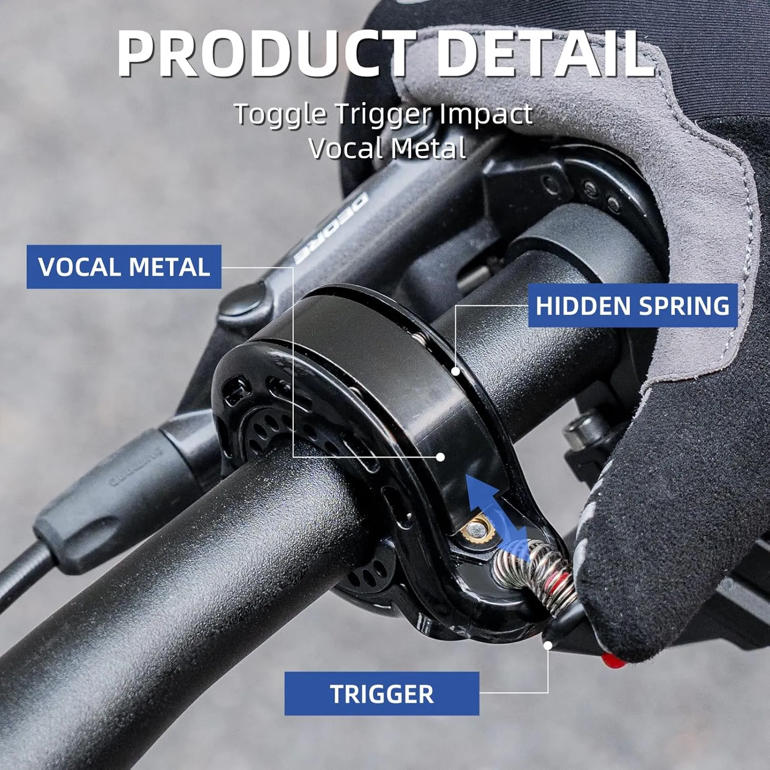 ROCKBROS Bike Bell, Hidden Bicycle Bell with Clear& Long Sound, Durable MTB Bell for 22.2/25.4/31.8 mm Standard Handlebar Size, More Than 100DB, Bike Horn for Adults or Kids Bike