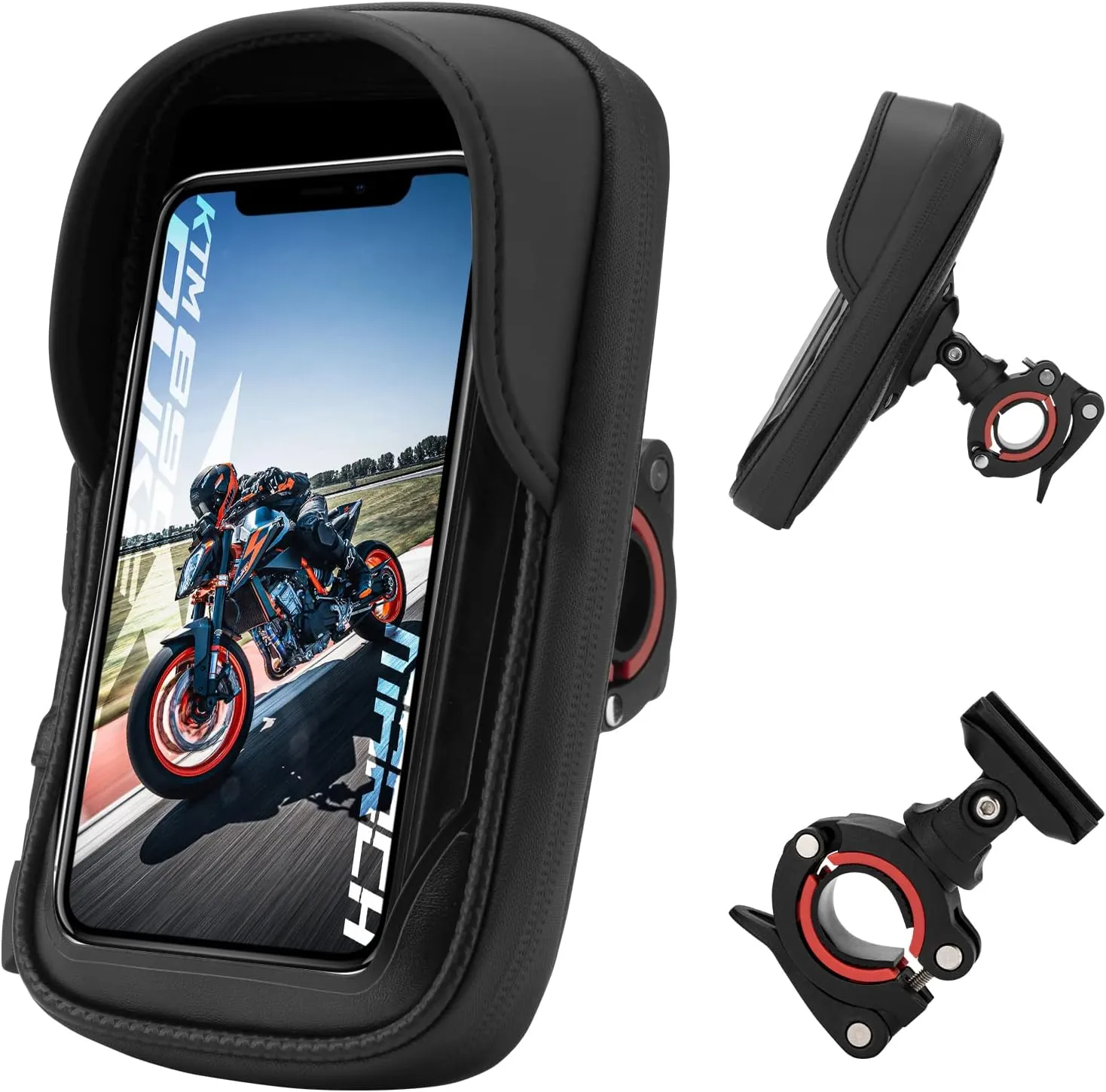 ROCKBROS Motorcycle Phone Mount - Waterproof Handlebar Phone Bag - Compatible with iPhone 11/12 Pro XR XS Max 7 8 Plus Phones Below 6.8'