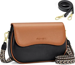 RONSIN Flap Saddle Bag for Women Crossbody Wallet Purse with RFID Card Saddle Purse Adjustable Strap Crossbody Bags