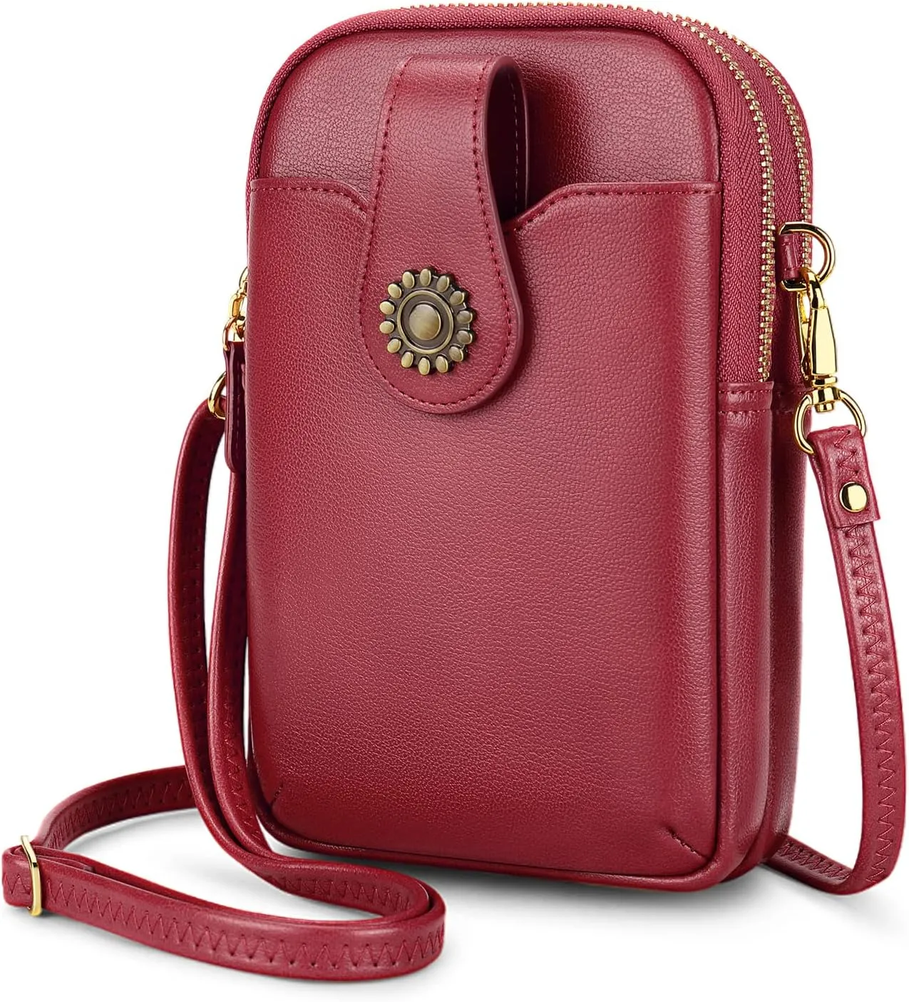 RONSIN Leather Small Crossbody Purse for Women Cell Phone Bag Holder Wallet Purse Travel Pouch Adjustable Strap