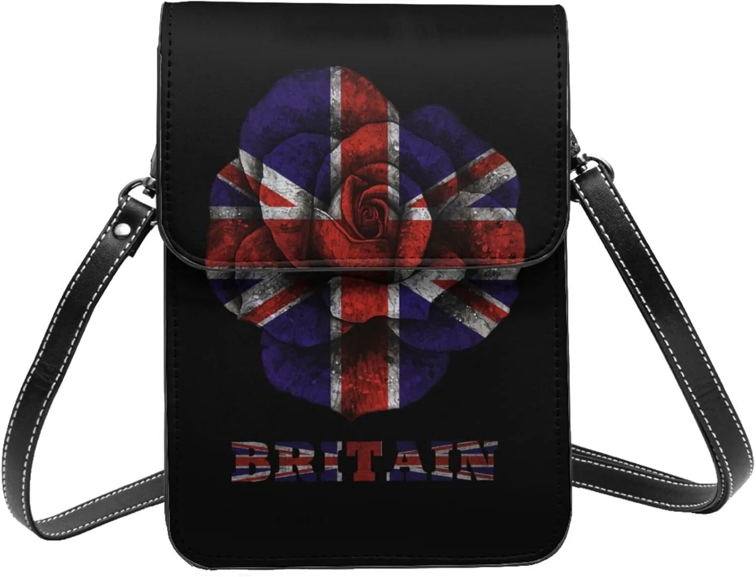 Rose Britain British Flag Small Crossbody Bag Is A Shoulder Bag Designed For Women And Girls Cell Phone Crossbody Wallet Purses With Card Slots Adjustable Strap