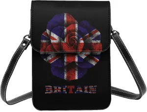 Rose Britain British Flag Small Crossbody Bag Is A Shoulder Bag Designed For Women And Girls Cell Phone Crossbody Wallet Purses With Card Slots Adjustable Strap