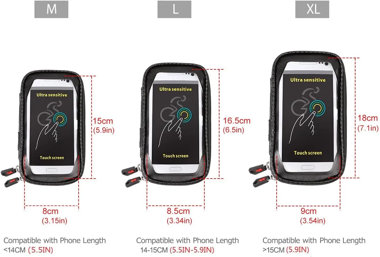 ROTTO Bike Phone Mount Bicycle Cell Phone Holder Handlebar Bag Anti-shake Waterproof with 360° Rotation Three Sizes