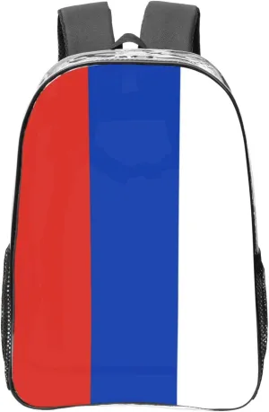 Russian flag print 16 Inches Clear Backpacks for Office Large Backpack Clear Bookbag for College