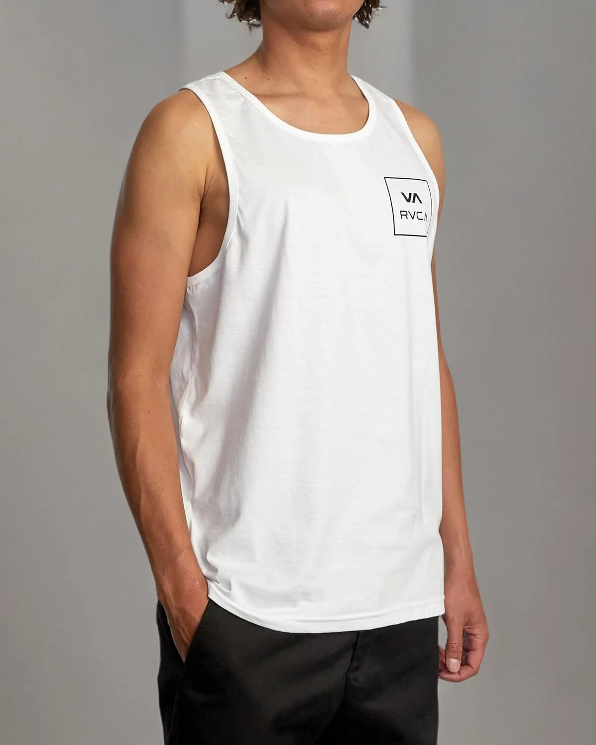RVCA Men's Graphic Sleeveless Tank Top, 100% Cotton Shirt for a Comfortable Fit, Features Tagless Back Label
