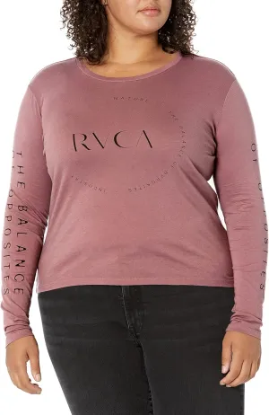 RVCA Women's Red Stitch Long Sleeve Graphic Tee Shirt