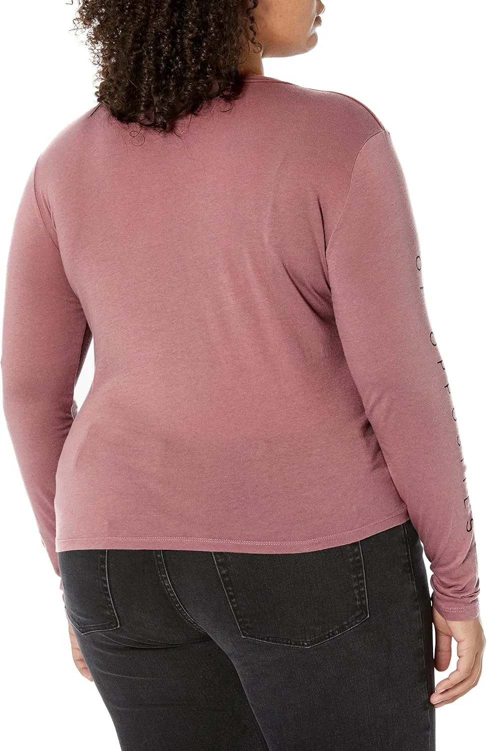RVCA Women's Red Stitch Long Sleeve Graphic Tee Shirt