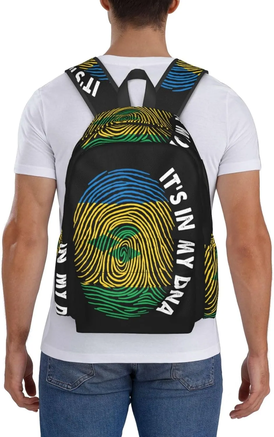 Saint Vincent Grenadines Flag Fingers Print Casual Backpack Large Capacity Travel Backpacks Laptop Daypack Commuter Rucksack Adjustable Strap Sports Bags for Hiking Biking