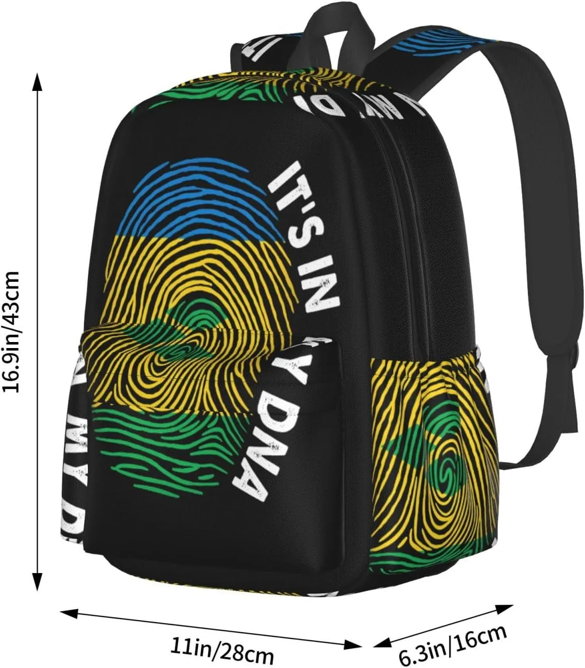 Saint Vincent Grenadines Flag Fingers Print Casual Backpack Large Capacity Travel Backpacks Laptop Daypack Commuter Rucksack Adjustable Strap Sports Bags for Hiking Biking