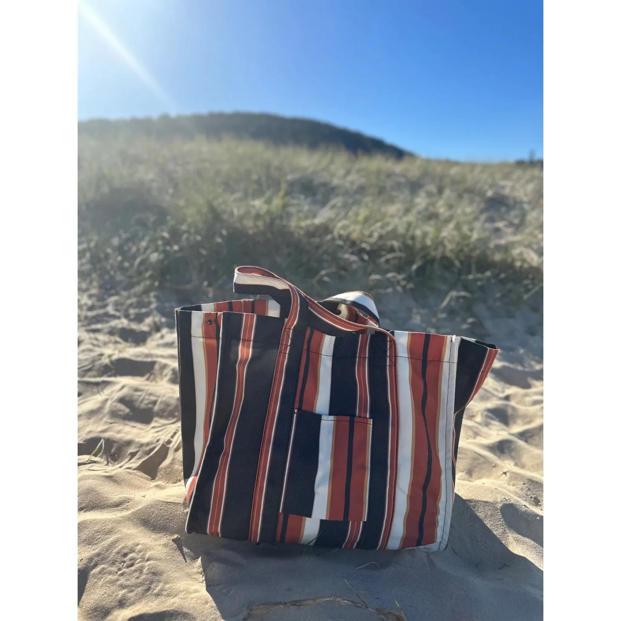 Salty Shadows Oversized Beach Bag - Brown Stripe