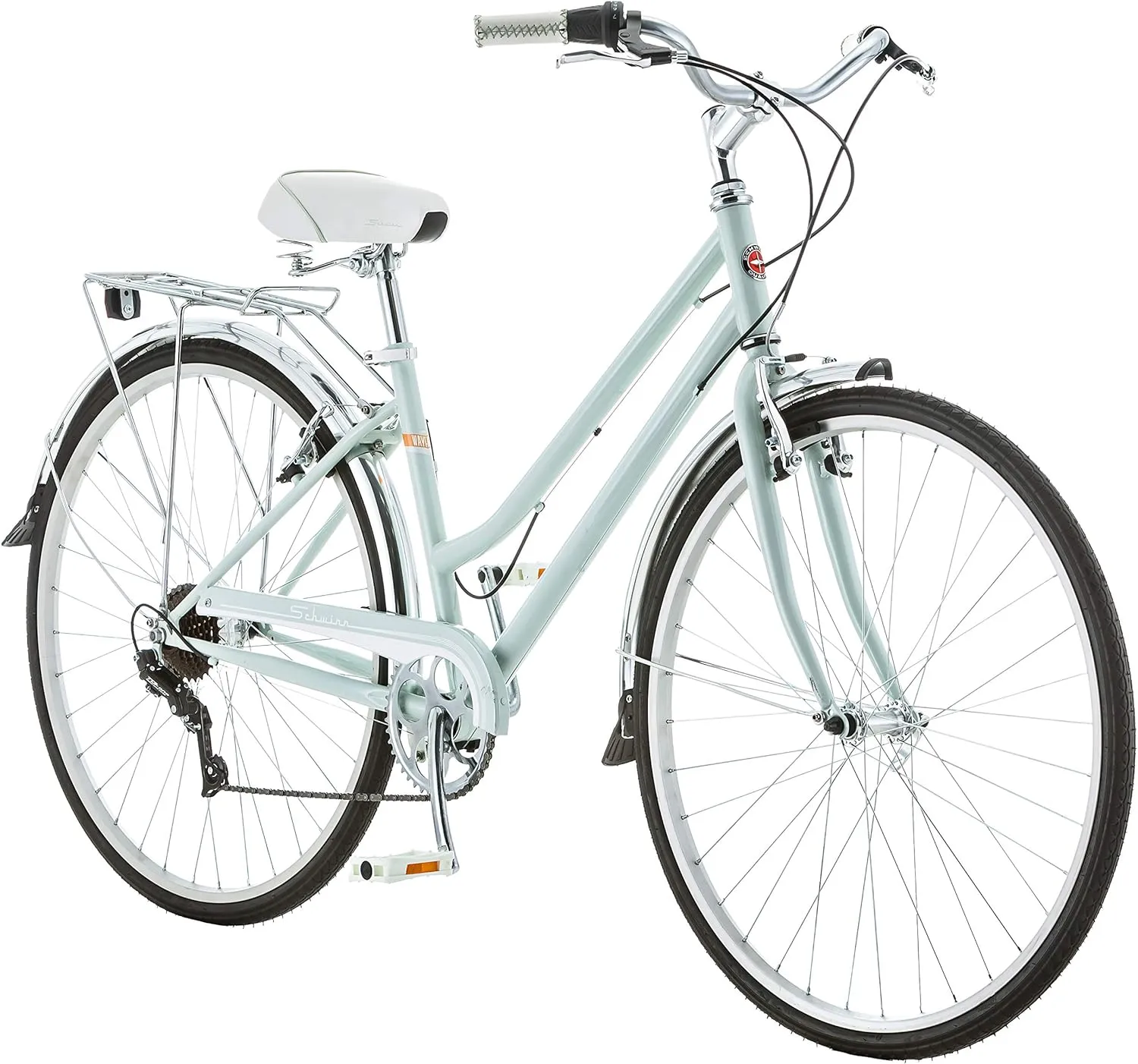 Schwinn Wayfarer Hybrid Bike, 700c Mens and Womens Bike, 7-Speed Hybrid Bicycle, Retro Steel Frame, Front and Rear Linear Pull Brakes, Fenders, Cargo Space, Adult Bicycle