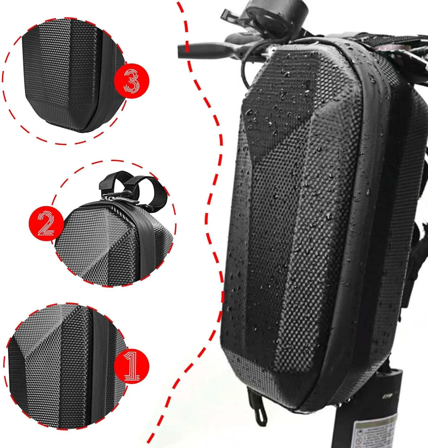 Scooter Bag Hard Shell Waterproof Cycling Accessory Convenient Front Handlebar Bag Storage Pouch for Repair Kit Keys, 4L