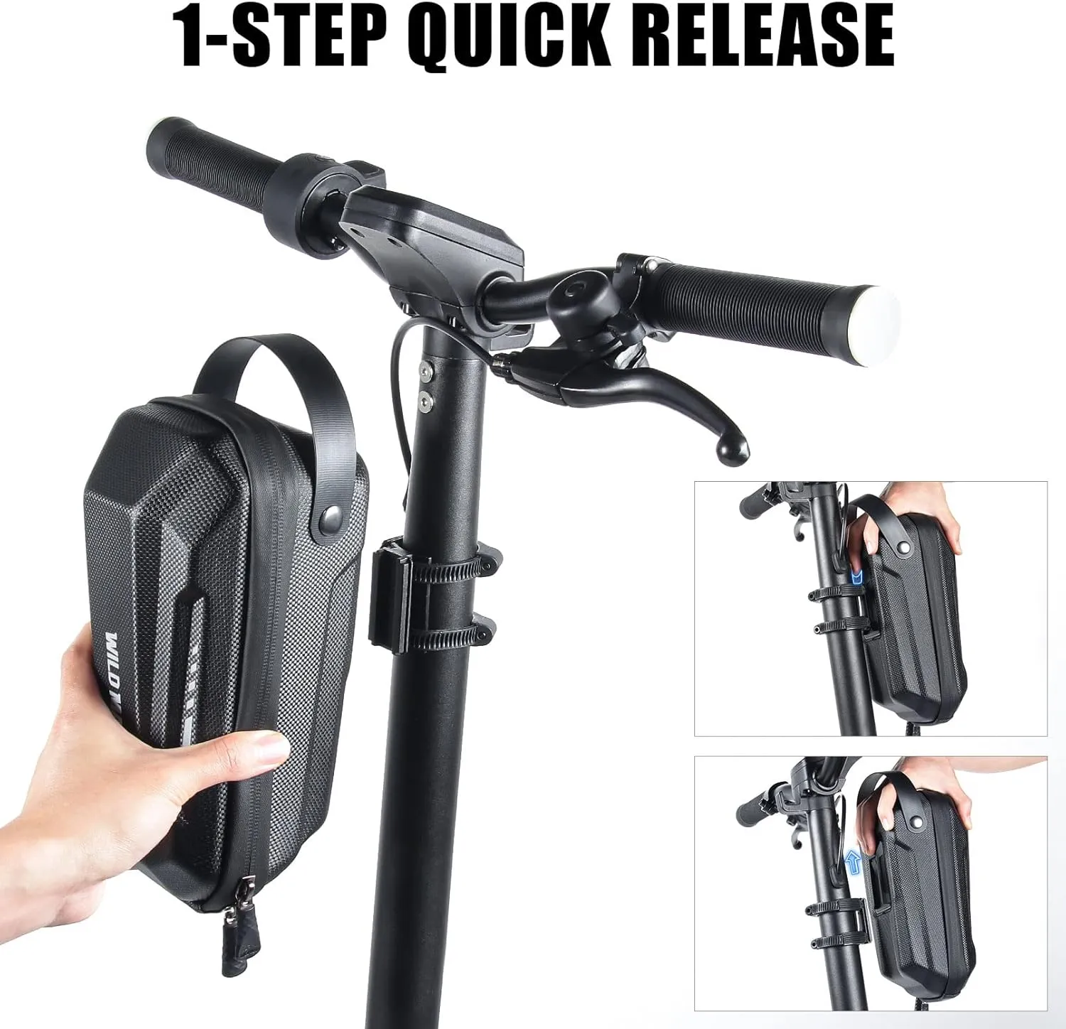 Scooter Storage Bag, Quick Release 2L Capacity Scooter Handlebar Bag for Carrying Charger Tools Repair Tools with Waterproof Hardshell, Compatible with Scooters, Bikes, Segway Ninebot and NIU