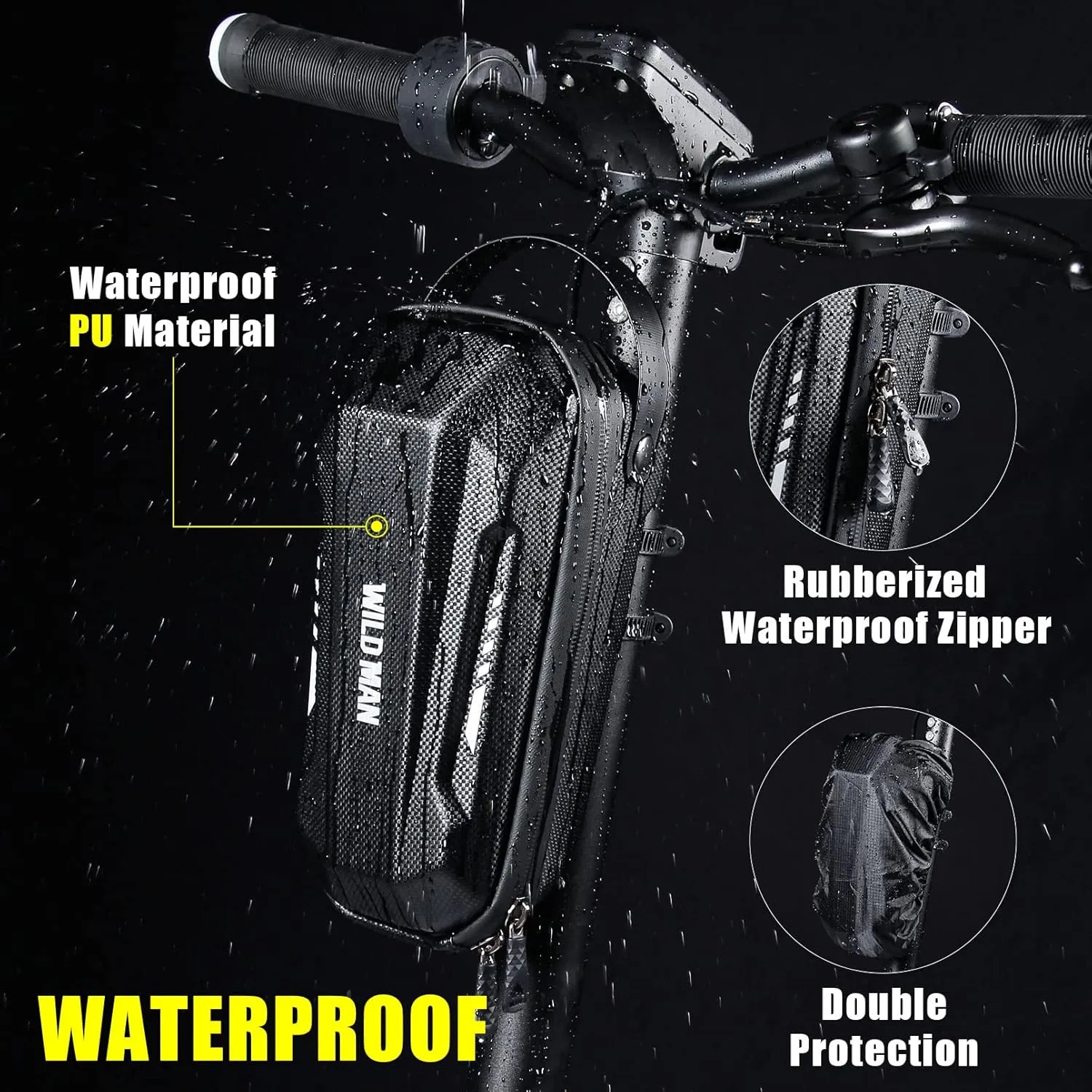 Scooter Storage Bag, Quick Release 2L Capacity Scooter Handlebar Bag for Carrying Charger Tools Repair Tools with Waterproof Hardshell, Compatible with Scooters, Bikes, Segway Ninebot and NIU