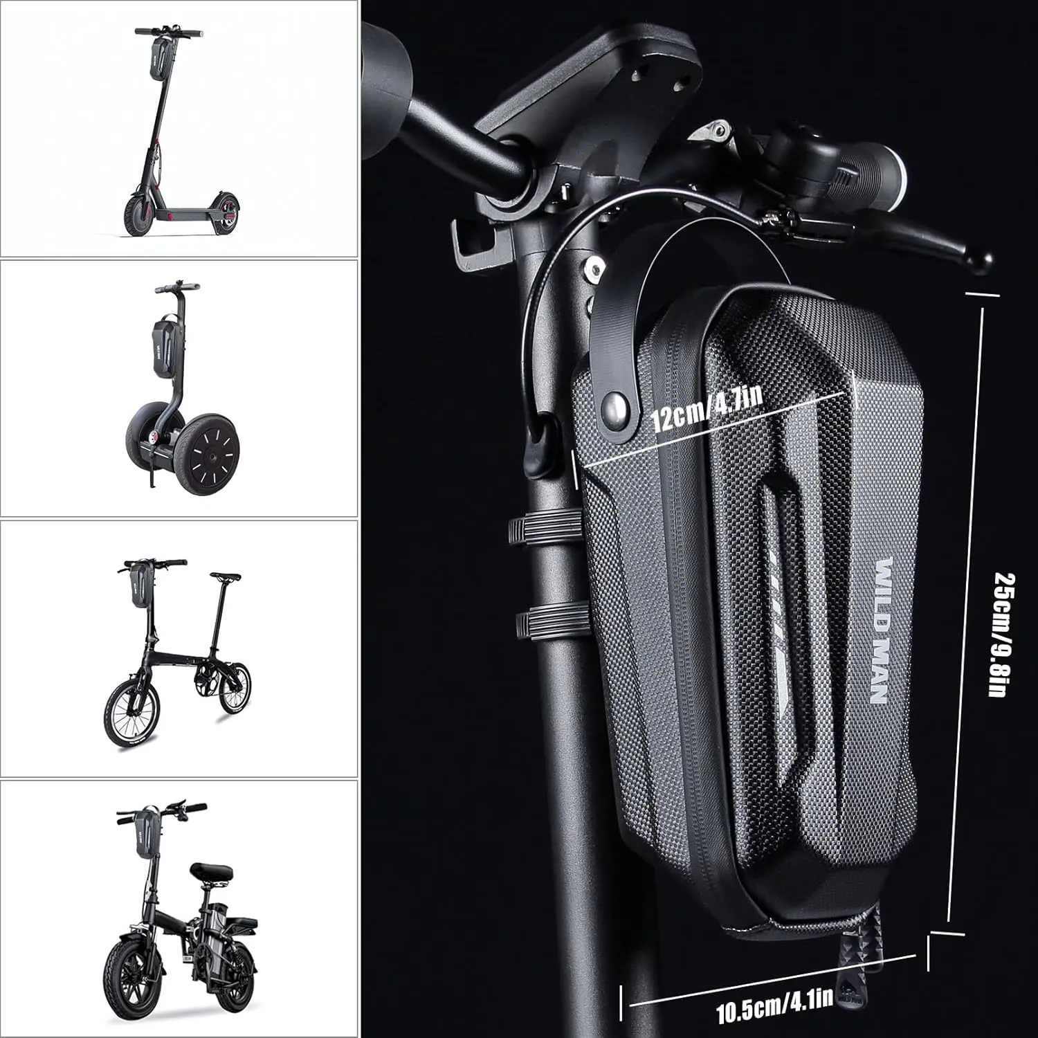 Scooter Storage Bag, Quick Release 2L Capacity Scooter Handlebar Bag for Carrying Charger Tools Repair Tools with Waterproof Hardshell, Compatible with Scooters, Bikes, Segway Ninebot and NIU