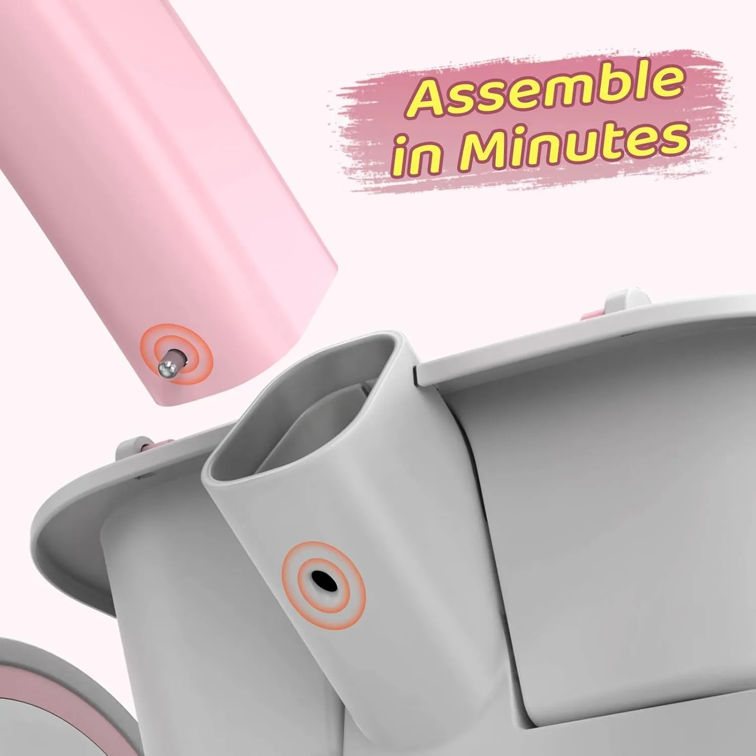 SEREED Colorful Lighting Toddler Tricycle for 2-5 Years Old Girls, Adjustable Seat&Handlebar Trike, Removable Basket, Birthday Gift Idea for Kids Ages 2  (Pink)