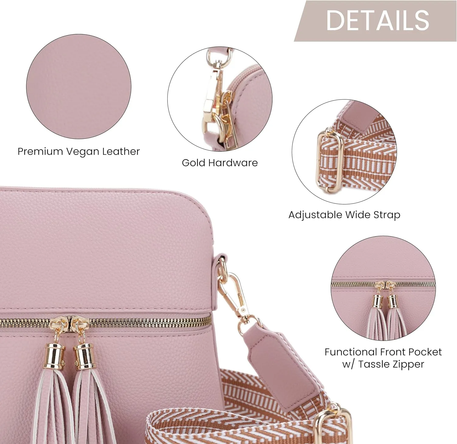 SG SUGU Lunar Lightweight Medium Dome Crossbody Bag Shoulder Bag with Tassel | Zipper Pocket | Adjustable Strap