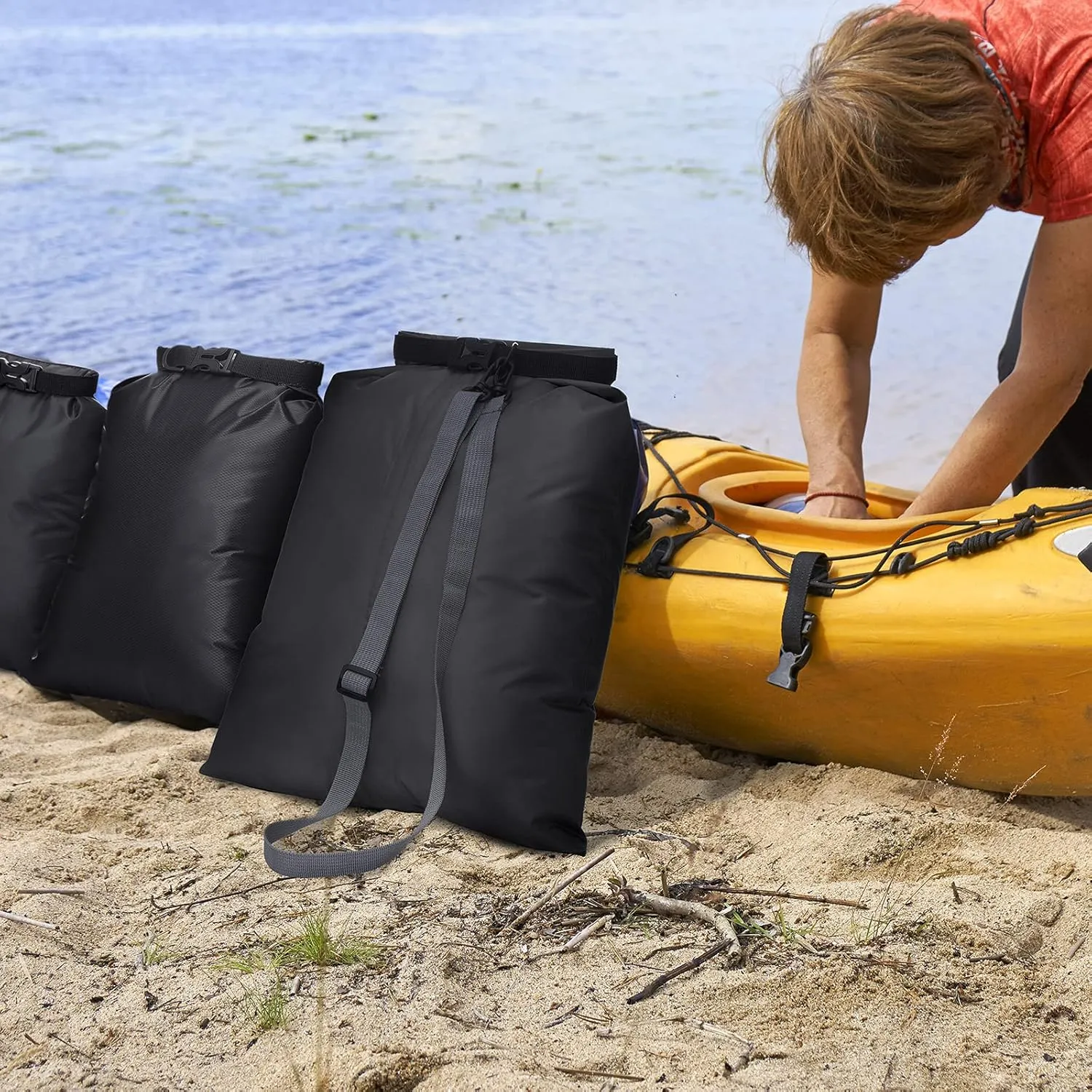 Shappy 6 Pcs Waterproof Dry Bag Set 6 Sizes Lightweight Sacks and Long Adjustable Shoulder Strap Outdoor Water Proof Keep Gear Dry Bag Stuff Sacks for Backpacking, Boating, Hiking, Camping (Black)