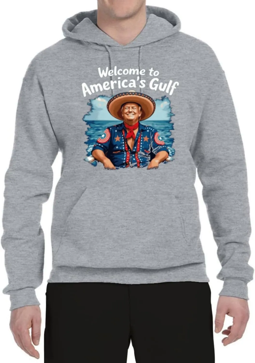Shark & Hammer Welcome to America's Gulf Funny USA President Mexico Political Adult Hoodie Sweatshirt