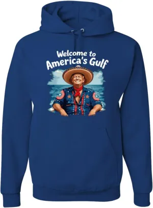 Shark & Hammer Welcome to America's Gulf Funny USA President Mexico Political Adult Hoodie Sweatshirt
