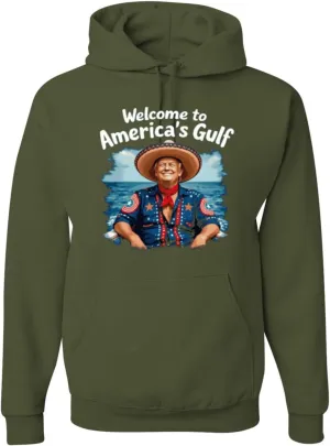 Shark & Hammer Welcome to America's Gulf Funny USA President Mexico Political Adult Hoodie Sweatshirt
