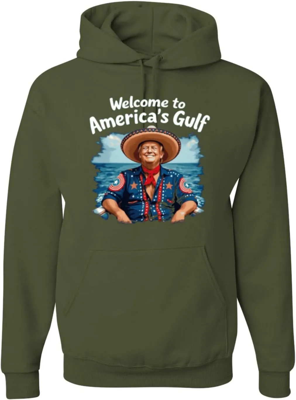Shark & Hammer Welcome to America's Gulf Funny USA President Mexico Political Adult Hoodie Sweatshirt