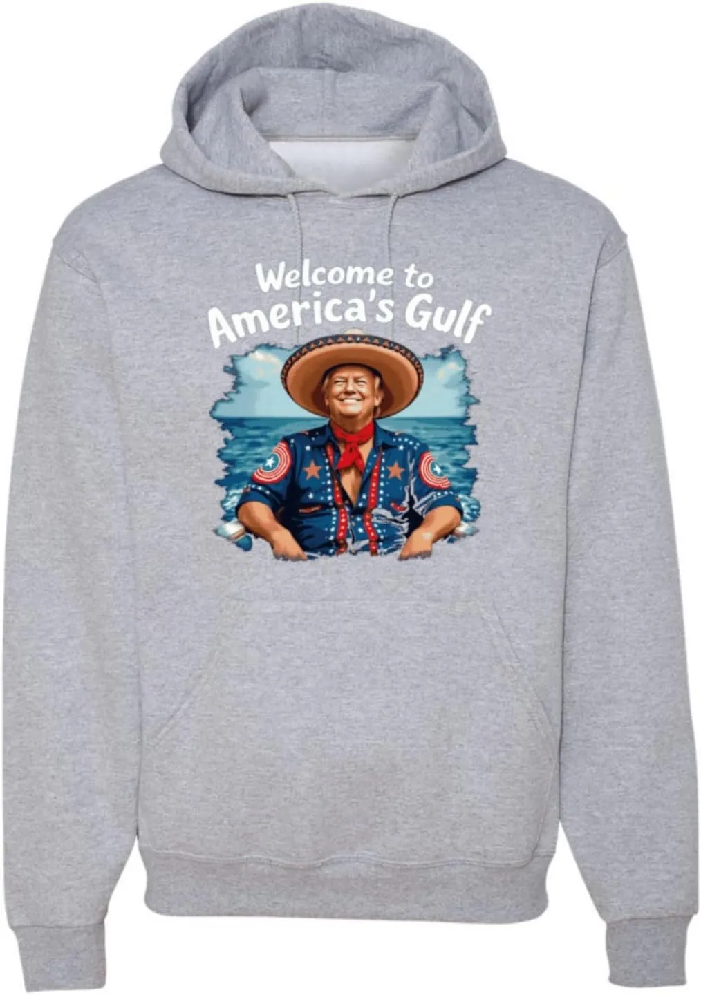 Shark & Hammer Welcome to America's Gulf Funny USA President Mexico Political Adult Hoodie Sweatshirt