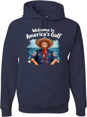 Shark & Hammer Welcome to America's Gulf Funny USA President Mexico Political Adult Hoodie Sweatshirt