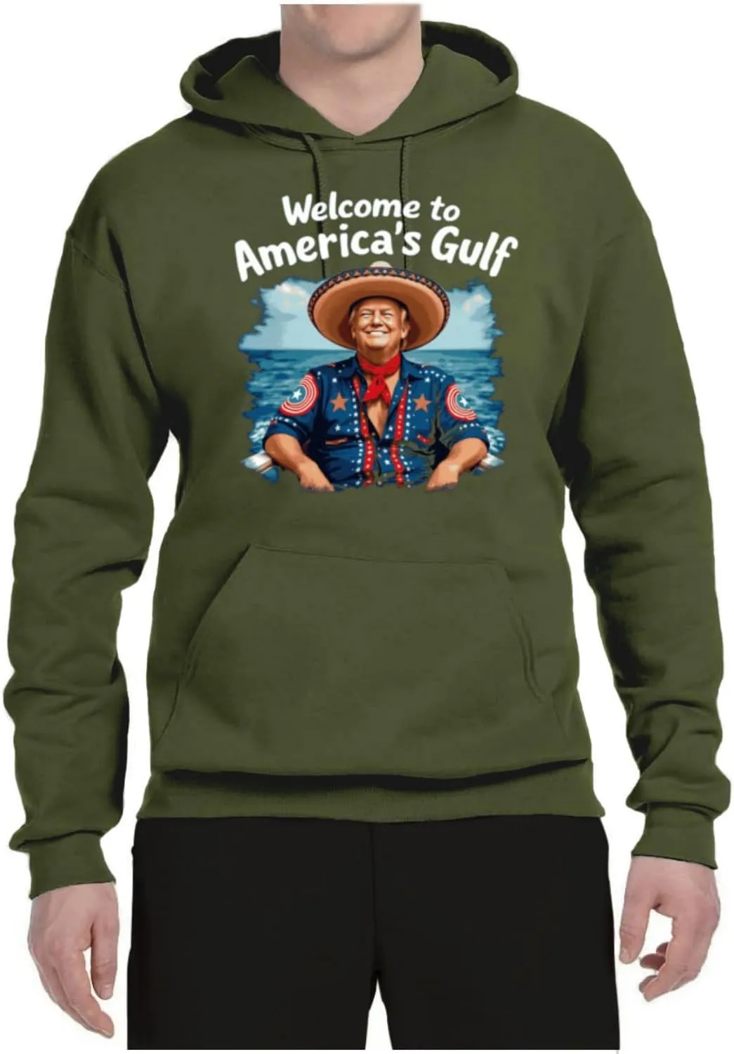 Shark & Hammer Welcome to America's Gulf Funny USA President Mexico Political Adult Hoodie Sweatshirt