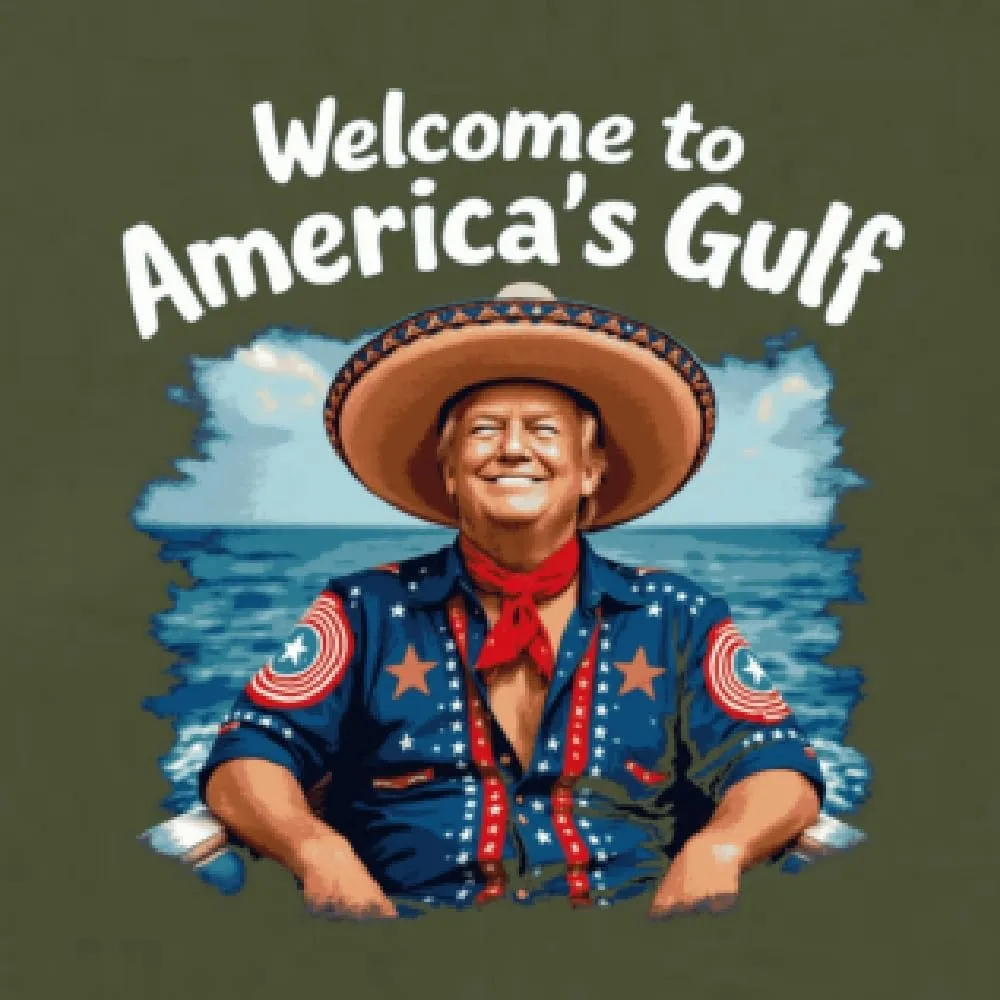 Shark & Hammer Welcome to America's Gulf Funny USA President Mexico Political Adult Hoodie Sweatshirt