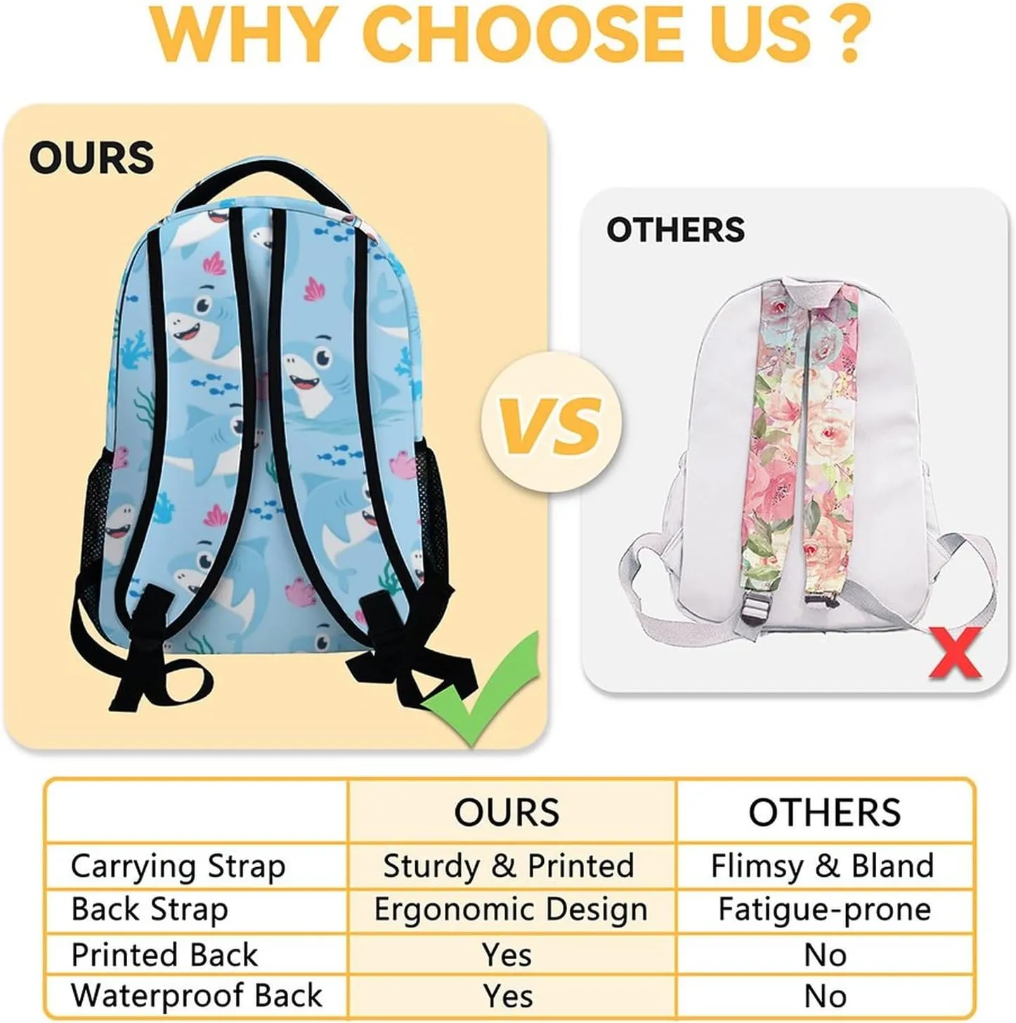 Shark Backpack for Boys Girls, 16 Inch Cute Backpack for School, Blue, Large Capacity, Durable, Lightweight Bookbag for Kids Travel