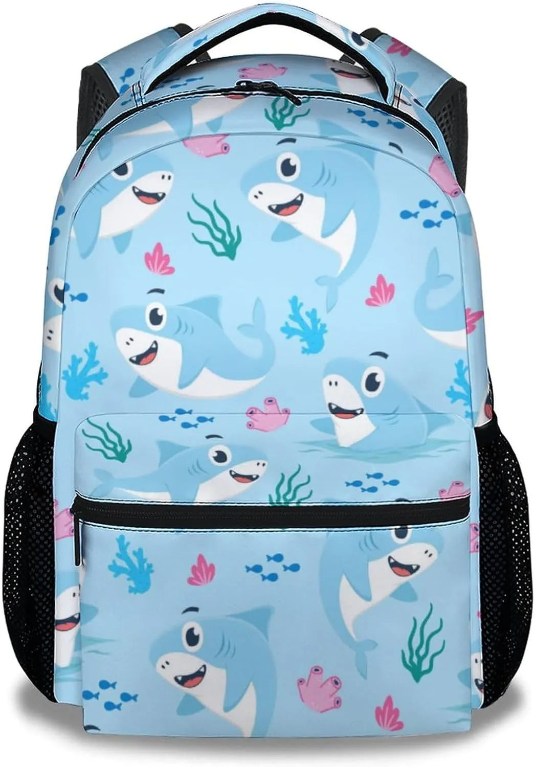 Shark Backpack for Boys Girls, 16 Inch Cute Backpack for School, Blue, Large Capacity, Durable, Lightweight Bookbag for Kids Travel