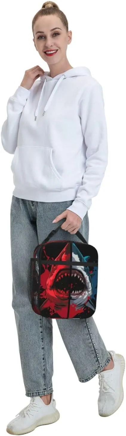 Shark Lunch Box Shark Lunch Boxes Bag Reusable Insulated Lunch Boxes Tote Bag Cooler Sack Food Handbags With Handle Portable Kit Waterproof Cooler Bag For Boys Girls Men Women School Work Picnic