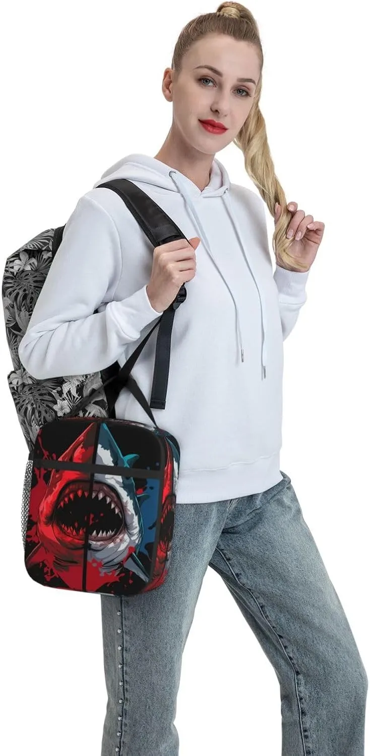 Shark Lunch Box Shark Lunch Boxes Bag Reusable Insulated Lunch Boxes Tote Bag Cooler Sack Food Handbags With Handle Portable Kit Waterproof Cooler Bag For Boys Girls Men Women School Work Picnic