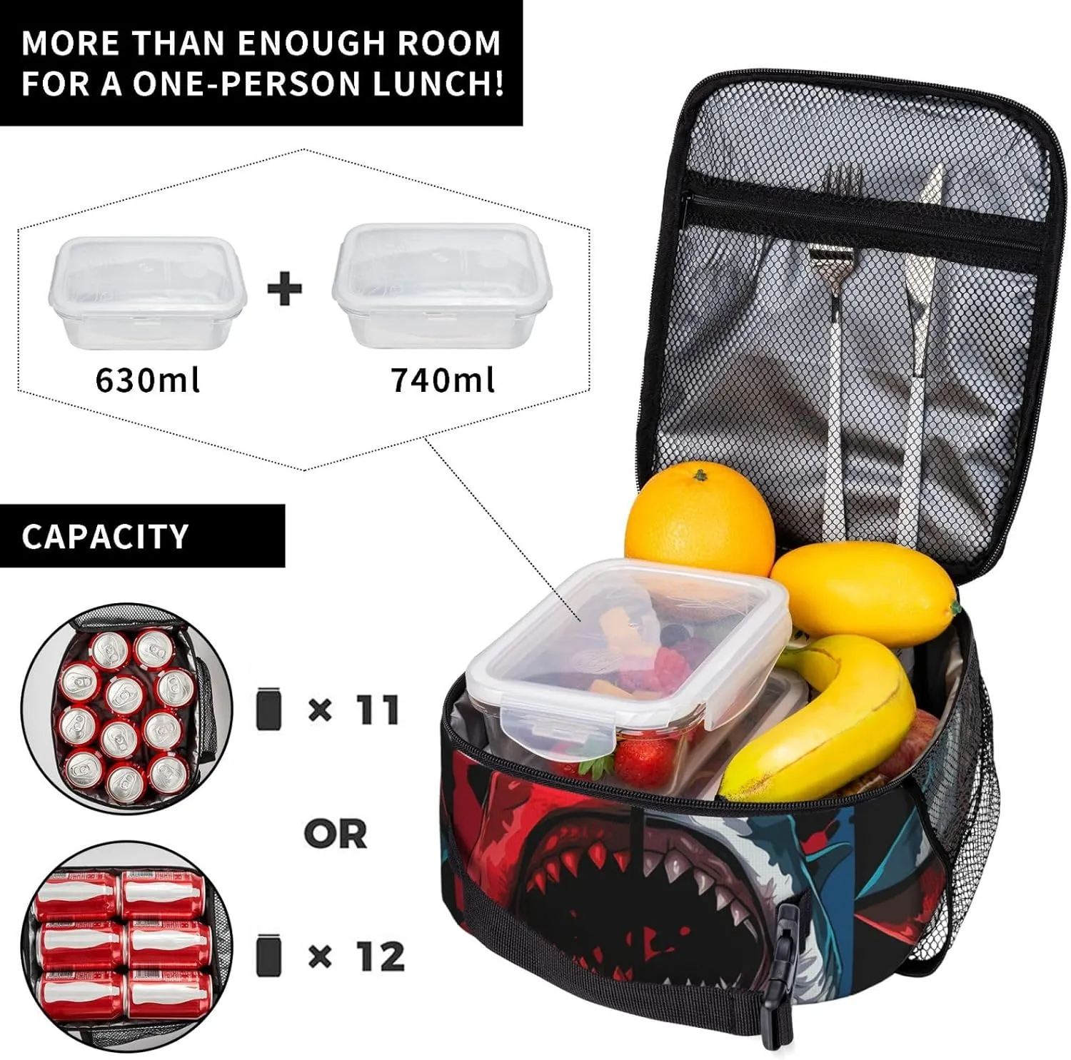 Shark Lunch Box Shark Lunch Boxes Bag Reusable Insulated Lunch Boxes Tote Bag Cooler Sack Food Handbags With Handle Portable Kit Waterproof Cooler Bag For Boys Girls Men Women School Work Picnic
