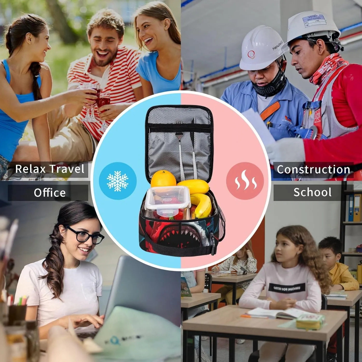 Shark Lunch Box Shark Lunch Boxes Bag Reusable Insulated Lunch Boxes Tote Bag Cooler Sack Food Handbags With Handle Portable Kit Waterproof Cooler Bag For Boys Girls Men Women School Work Picnic