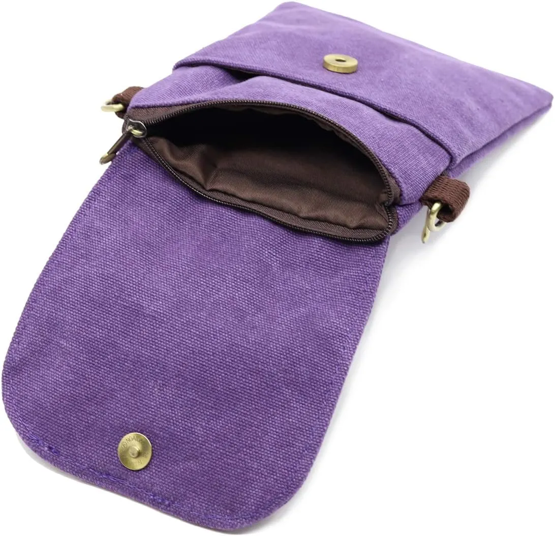 SILKAREA Vintage Embroidered Canvas Flip Small Crossbody Bag Cell Phone Pouch for Women Wristlet Wallet Bag Coin Purse