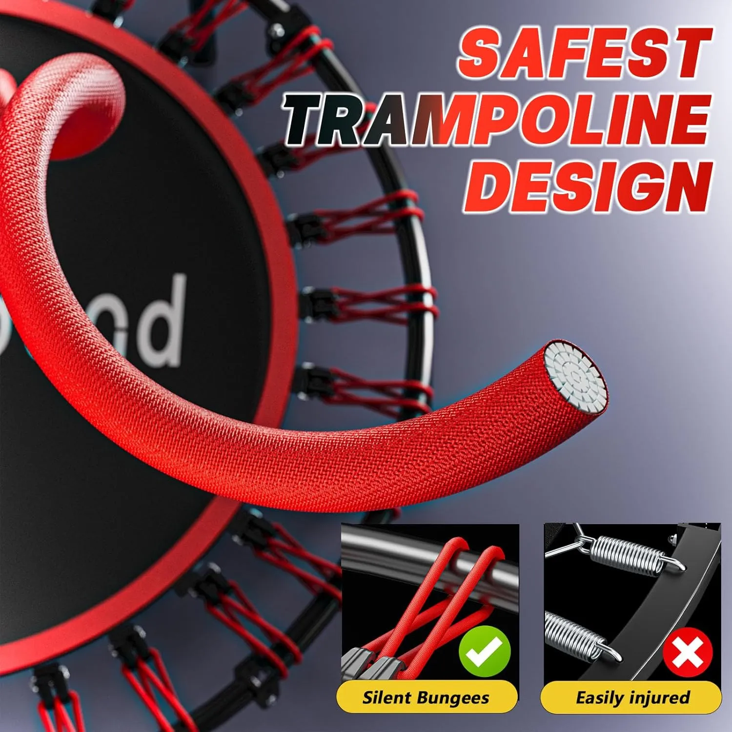 SkyBound Foldable Mini Trampoline Fitness Rebounder with Adjustable T-Bar Handle