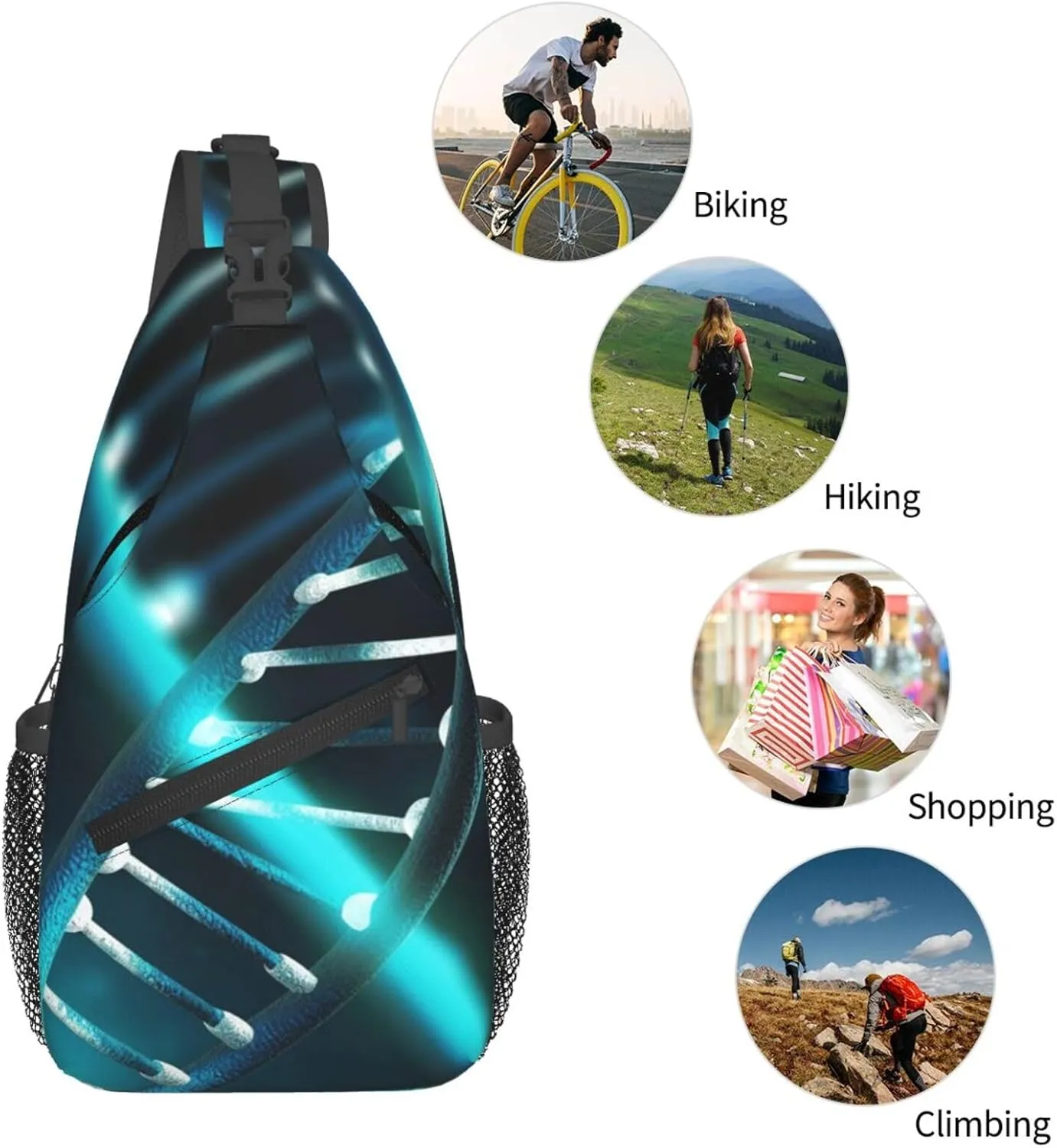 Sling Bag Crossbody Sling Backpack for Men Women Science Gene Strand Cross Chest Bag Travel Hiking Daypack