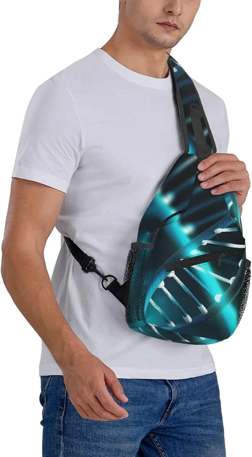 Sling Bag Crossbody Sling Backpack for Men Women Science Gene Strand Cross Chest Bag Travel Hiking Daypack