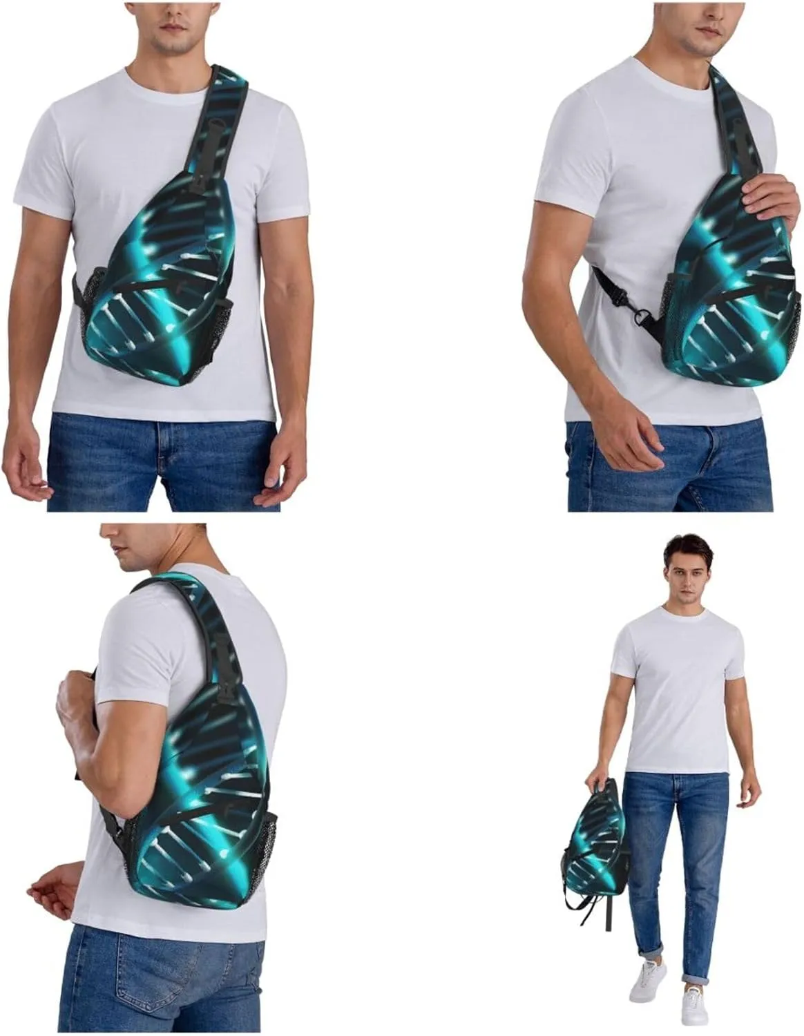 Sling Bag Crossbody Sling Backpack for Men Women Science Gene Strand Cross Chest Bag Travel Hiking Daypack