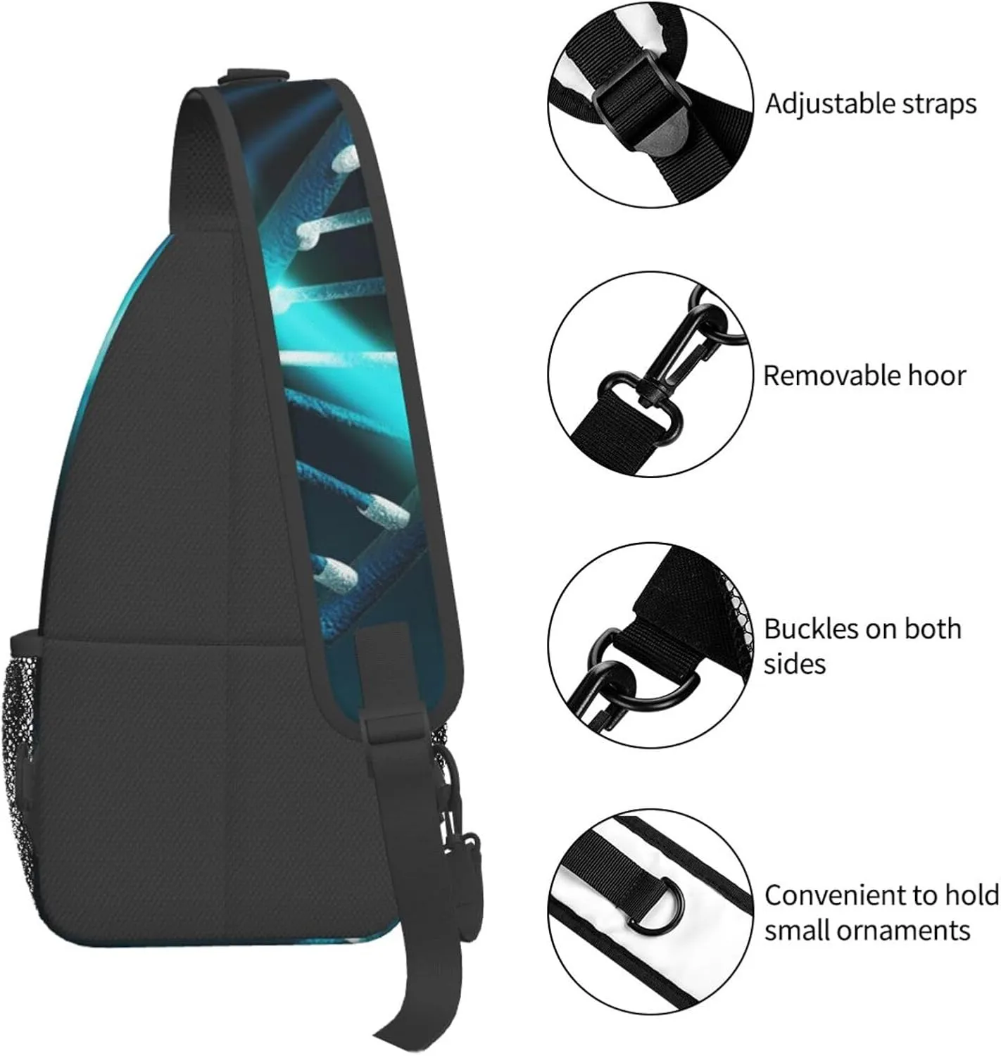 Sling Bag Crossbody Sling Backpack for Men Women Science Gene Strand Cross Chest Bag Travel Hiking Daypack